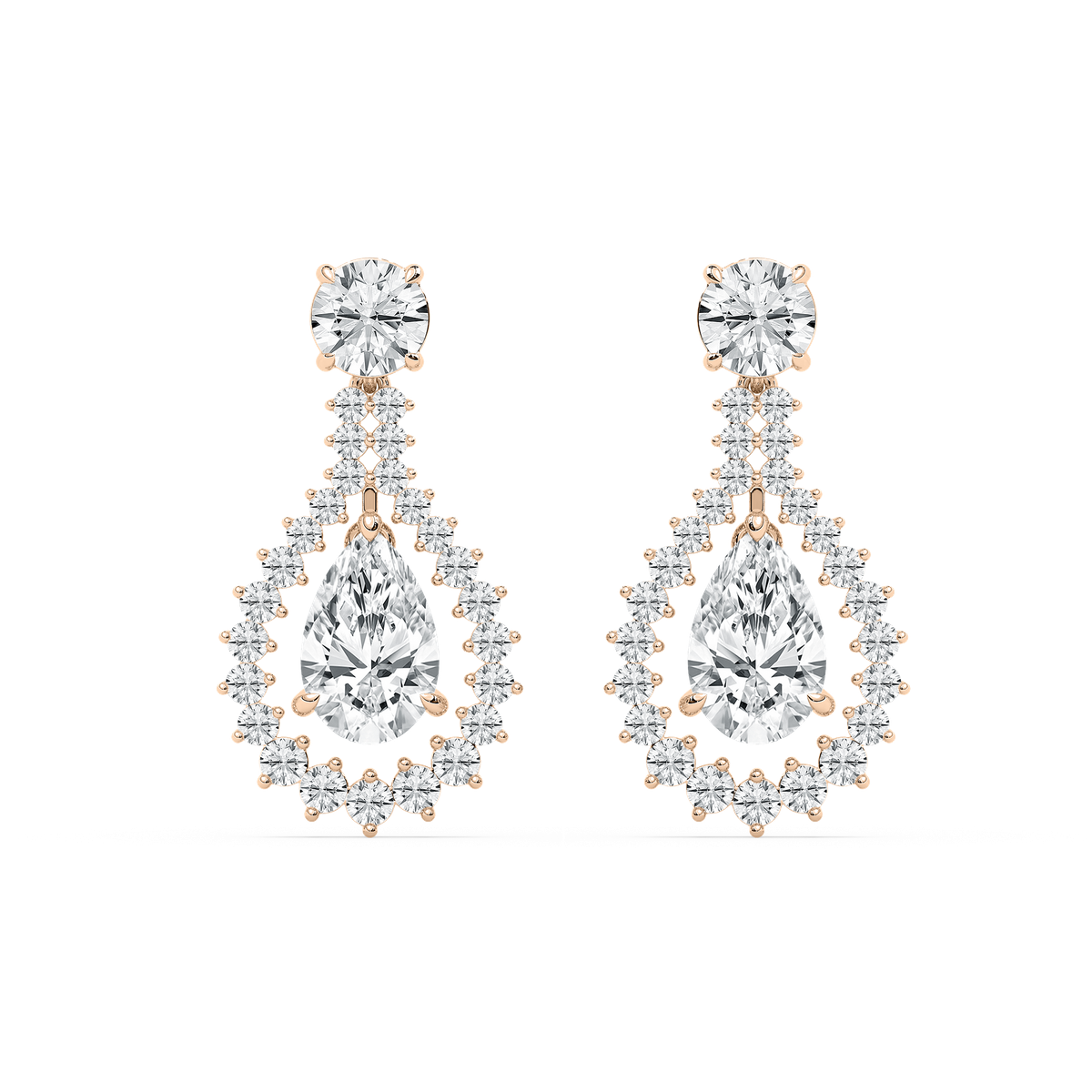 Parisian Pear Drama Earrings in Rose Gold