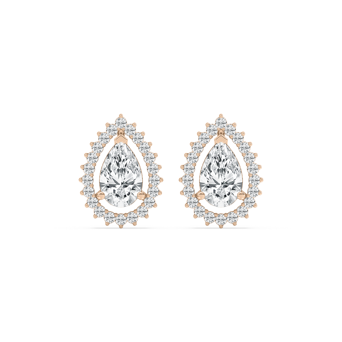 Parisian Pear Stud Earrings in Rose Gold