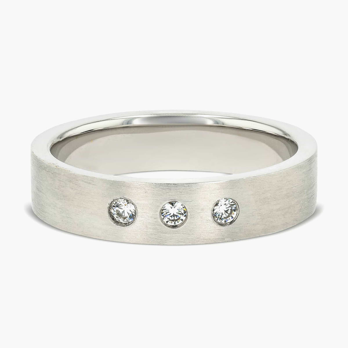 Brad 1/5 ctw Diamond Accent Round Lab Grown Diamond 5.00mm Three Stone Mens Wedding Band