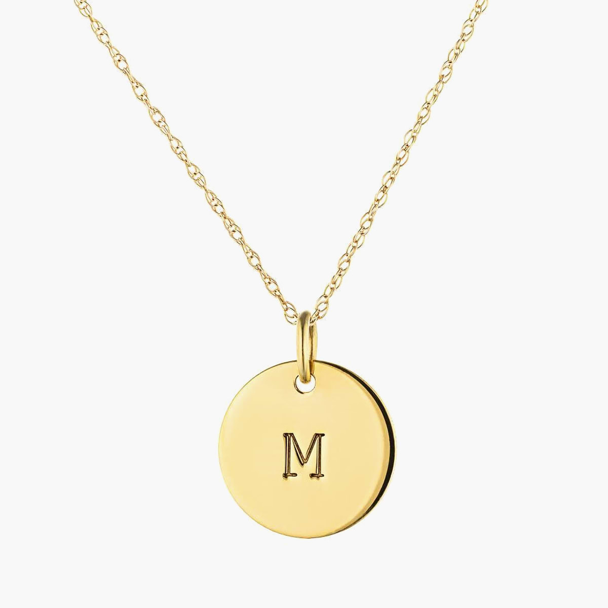 Engraved Initial Disc Pendant   - 16, 18 or 20 Inches