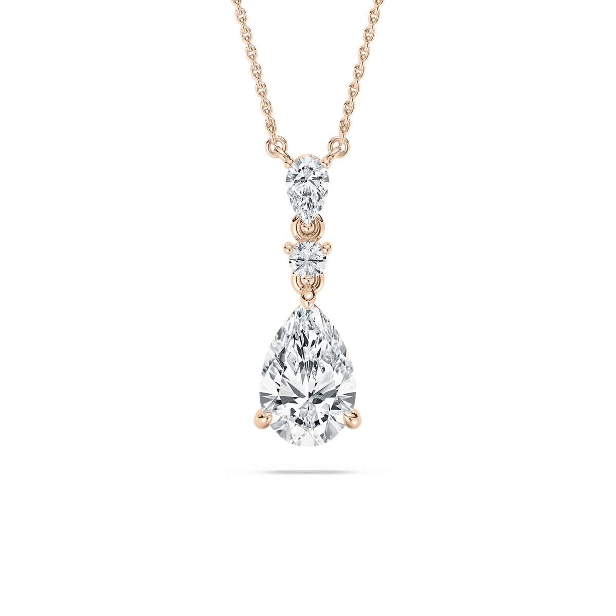 Pear Diamond Drop Pendant in Rose Gold