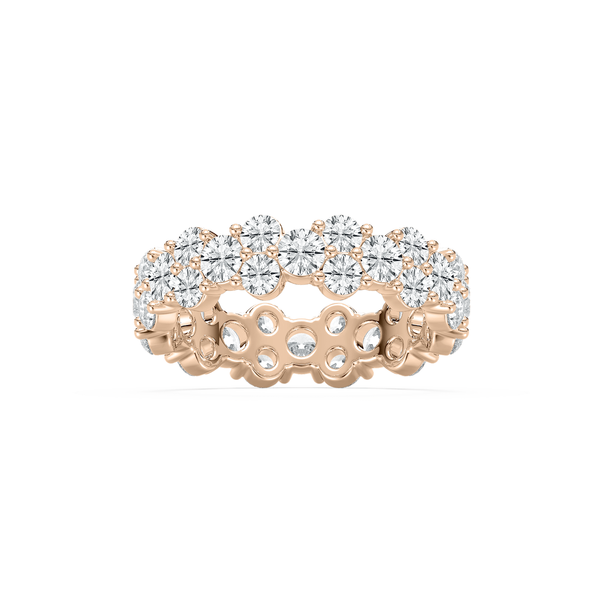 Round Floral Eternity Ring in Rose Gold
