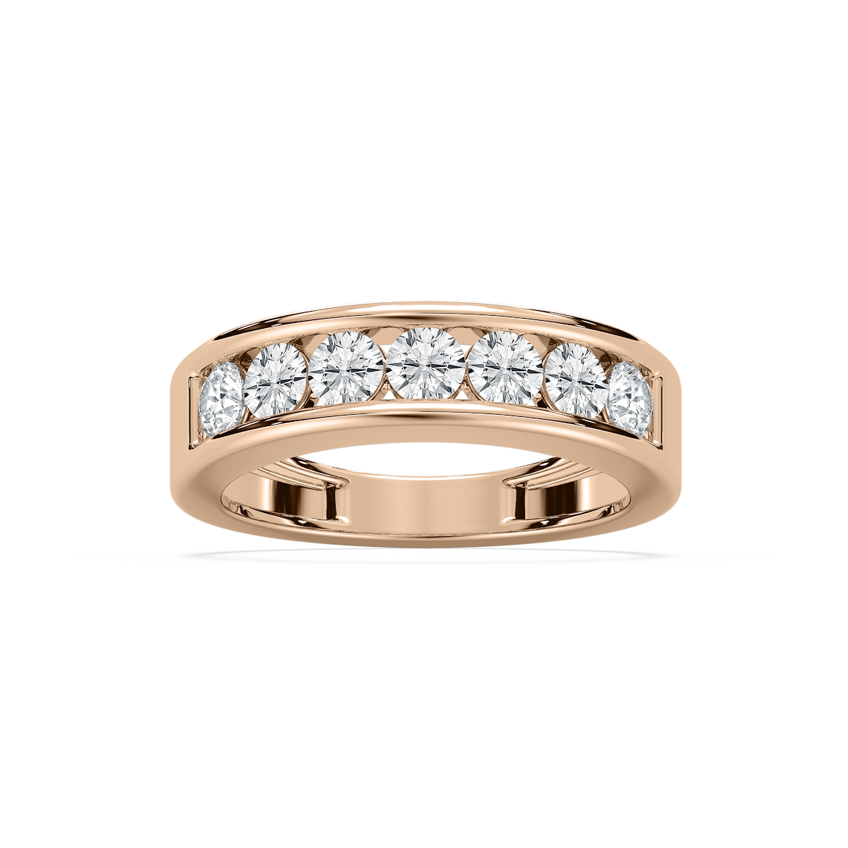 Seven-Stone Channel Set Diamond Band in Rose Gold