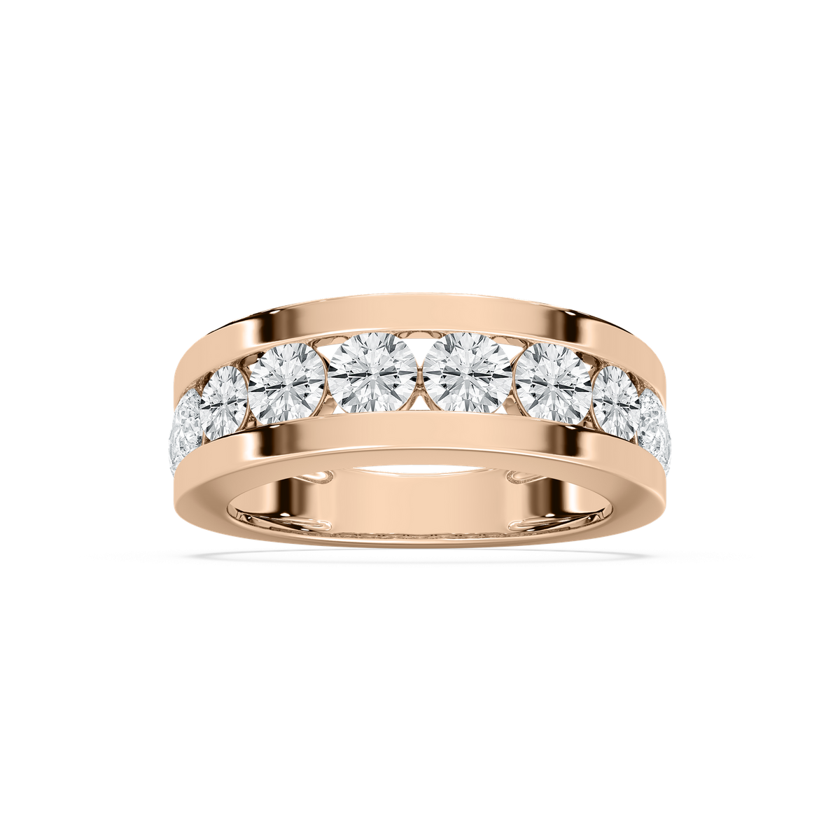 Silas Mens Channel Band in Rose Gold