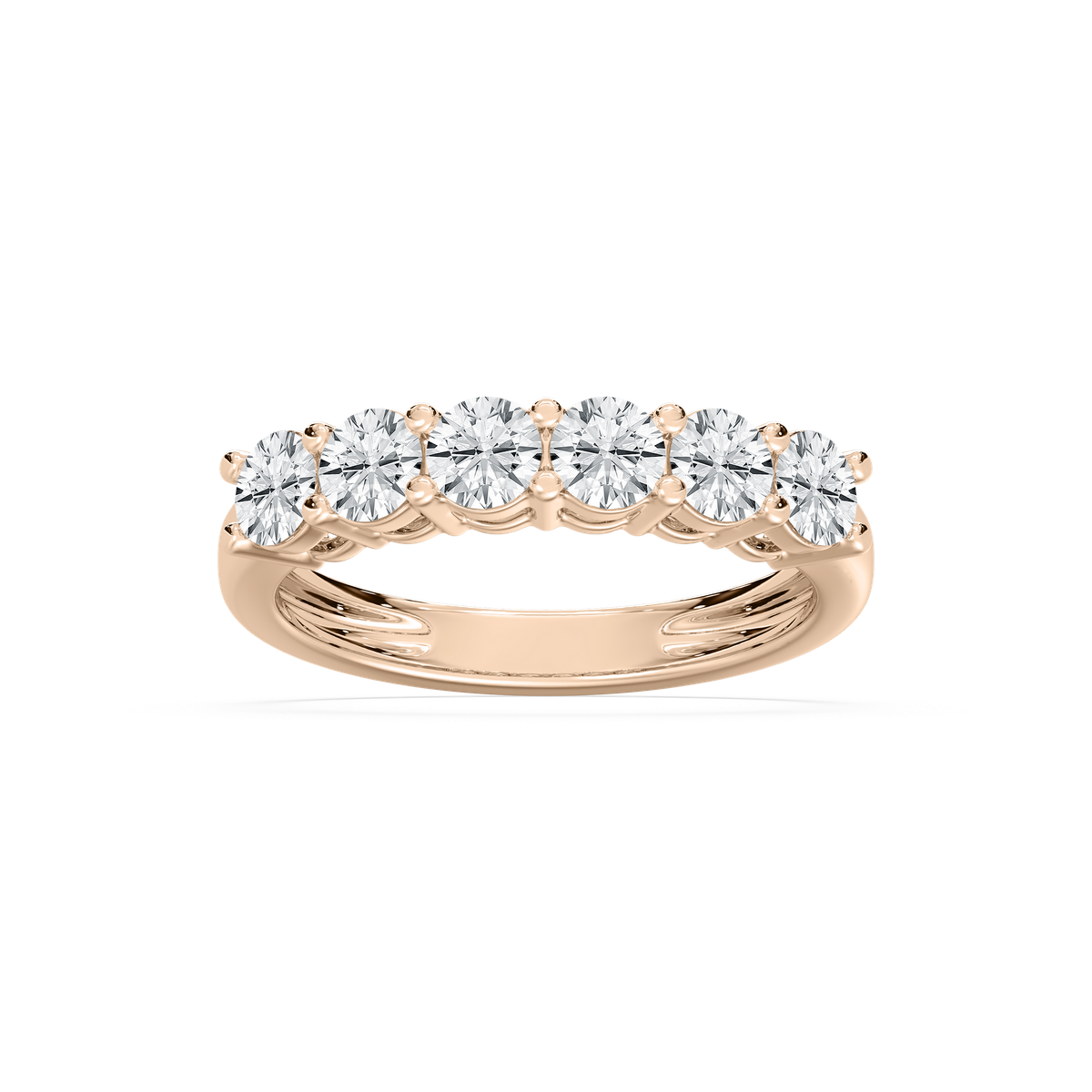 Six-Stone Round Band in Rose Gold