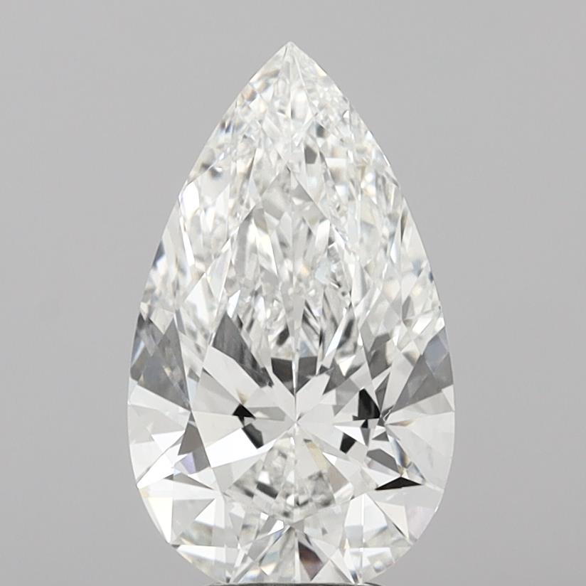5.05 Carat Pear Shaped, Ideal Cut, F Color, VVS2 Clarity, IGI Certified Lab Grown Diamond