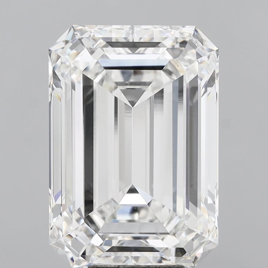10.05 Carat Emerald Shaped, Ideal Cut, F Color, VVS2 Clarity, IGI Certified Lab Grown Diamond