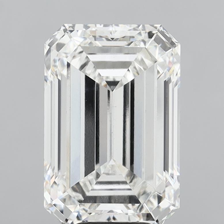8.09 Carat Emerald Shaped, Ideal Cut, F Color, VVS2 Clarity, IGI Certified Lab Grown Diamond