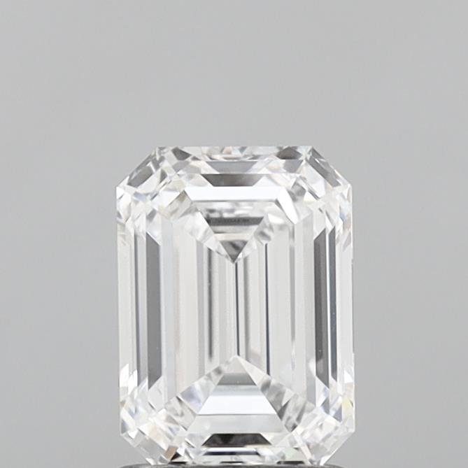 1.42 Carat Emerald Shaped, Ideal Cut, D Color, VVS2 Clarity, IGI Certified Lab Grown Diamond