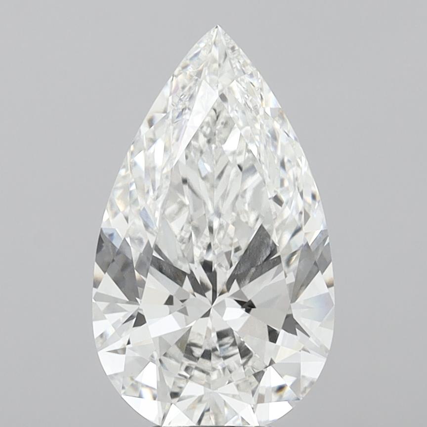 6.09 Carat Pear Shaped, Ideal Cut, E Color, VVS2 Clarity, IGI Certified Lab Grown Diamond