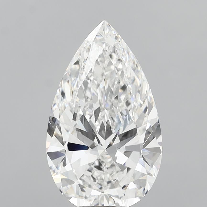 6.01 Carat Pear Shaped, Ideal Cut, E Color, VVS2 Clarity, IGI Certified Lab Grown Diamond
