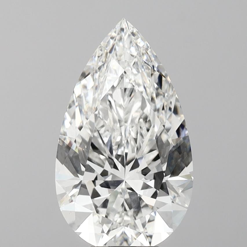 6.06 Carat Pear Shaped, Ideal Cut, F Color, VVS2 Clarity, IGI Certified Lab Grown Diamond