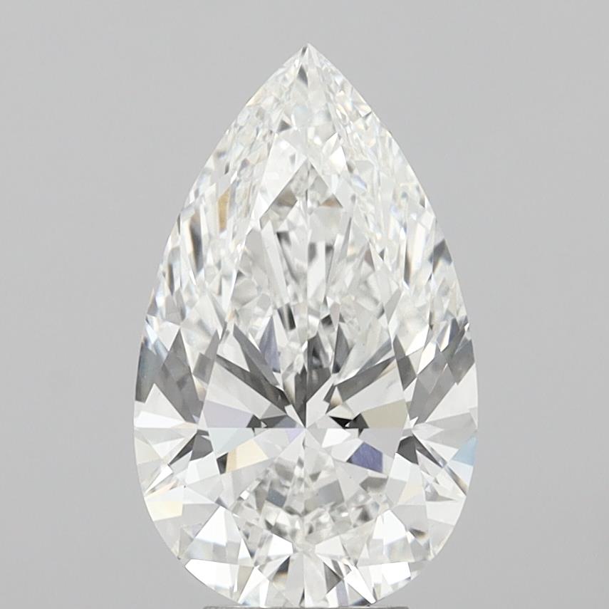6.01 Carat Pear Shaped, Ideal Cut, F Color, VVS2 Clarity, IGI Certified Lab Grown Diamond