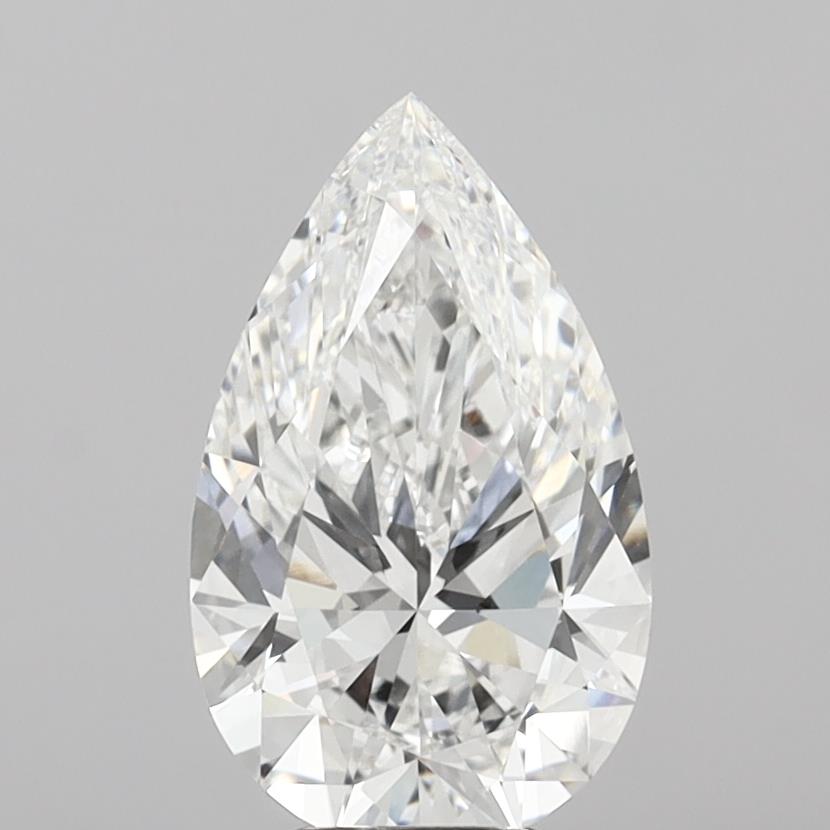 5.05 Carat Pear Shaped, Ideal Cut, F Color, VVS2 Clarity, IGI Certified Lab Grown Diamond