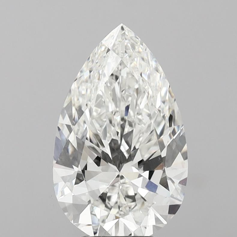 5.00 Carat Pear Shaped, Ideal Cut, F Color, VVS2 Clarity, IGI Certified Lab Grown Diamond