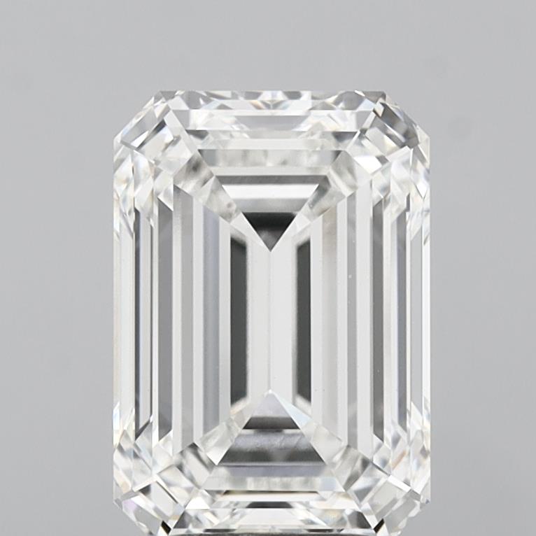 4.04 Carat Emerald Shaped, Ideal Cut, F Color, VVS2 Clarity, IGI Certified Lab Grown Diamond