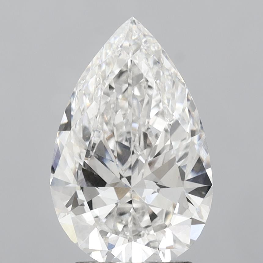 2.81 Carat Pear Shaped, Excellent Cut, F Color, VS1 Clarity, IGI Certified Lab Grown Diamond