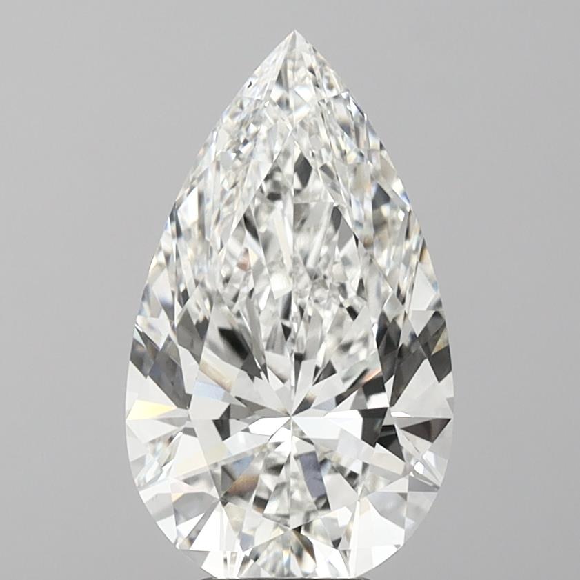 6.02 Carat Pear Shaped, Ideal Cut, F Color, VVS2 Clarity, IGI Certified Lab Grown Diamond