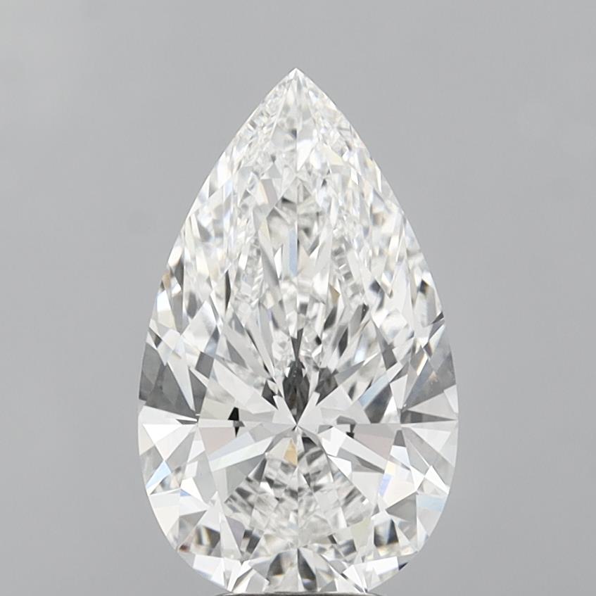 5.01 Carat Pear Shaped, Ideal Cut, F Color, VVS2 Clarity, IGI Certified Lab Grown Diamond