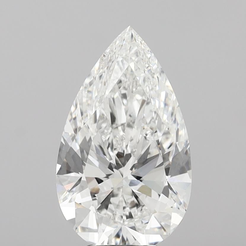 5.04 Carat Pear Shaped, Ideal Cut, F Color, VVS2 Clarity, IGI Certified Lab Grown Diamond