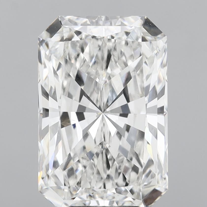 5.08 Carat Radiant Shaped, Ideal Cut, F Color, VVS2 Clarity, IGI Certified Lab Grown Diamond
