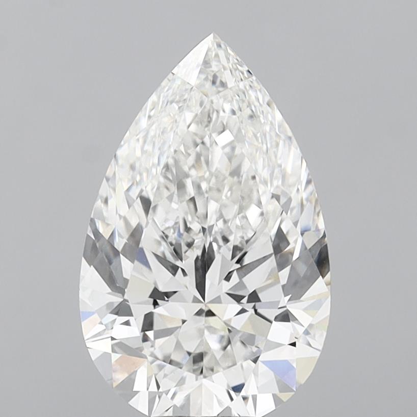 6.07 Carat Pear Shaped, Ideal Cut, F Color, VVS2 Clarity, IGI Certified Lab Grown Diamond