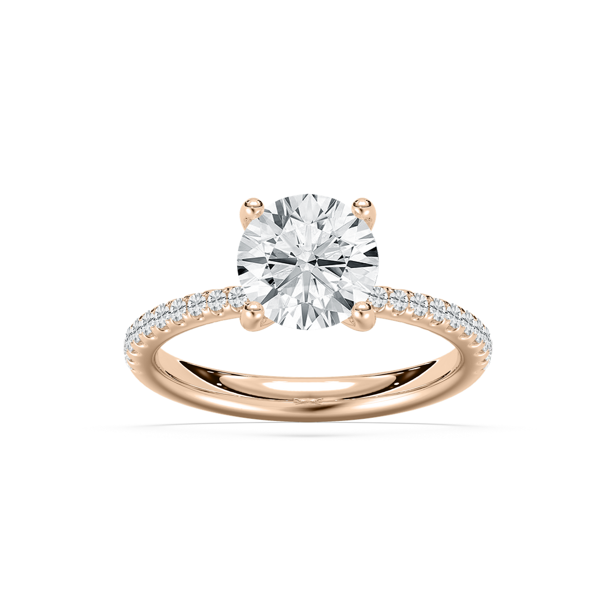 Tavia Tapered Round Engagement Ring in Rose Gold
