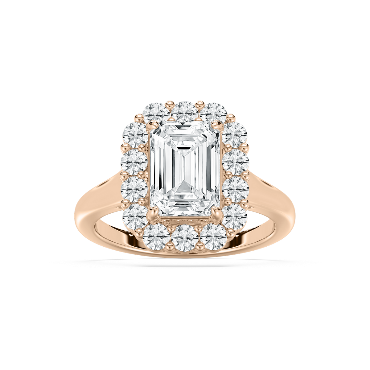 Thea Halo Emerald Engagement Ring in Rose Gold