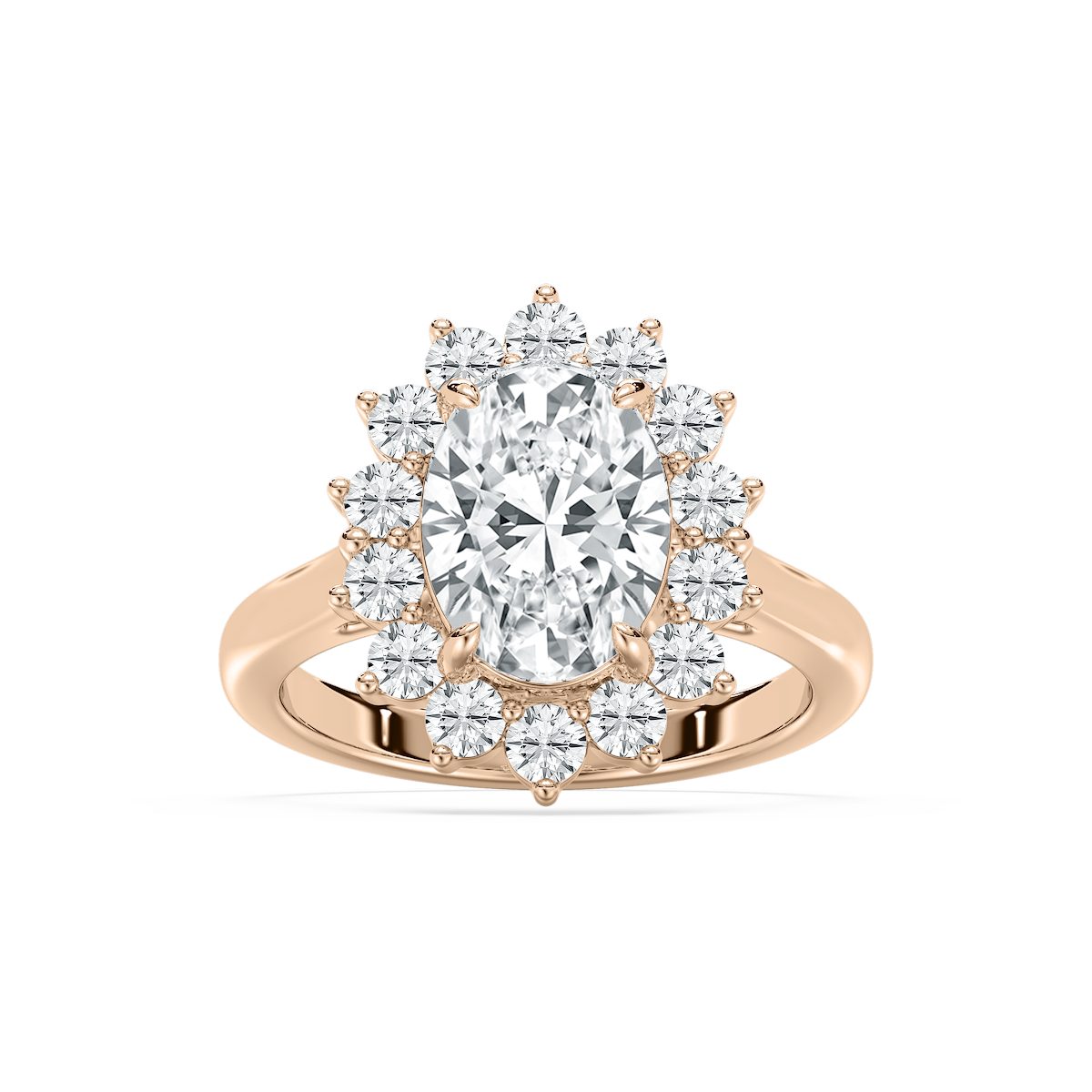 Thea Halo Oval Engagement Ring in Rose Gold
