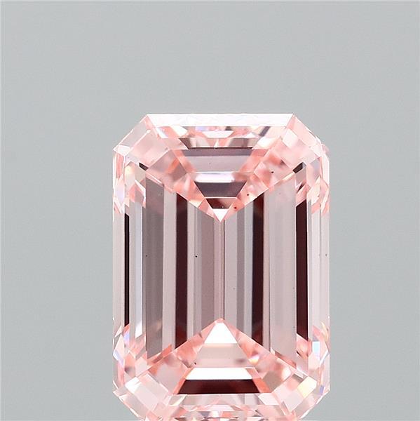 1.49 Carat Emerald Shaped, Ideal Cut, FANCY INTENSE PINK Color, VS1 Clarity, IGI Certified Lab Grown Diamond