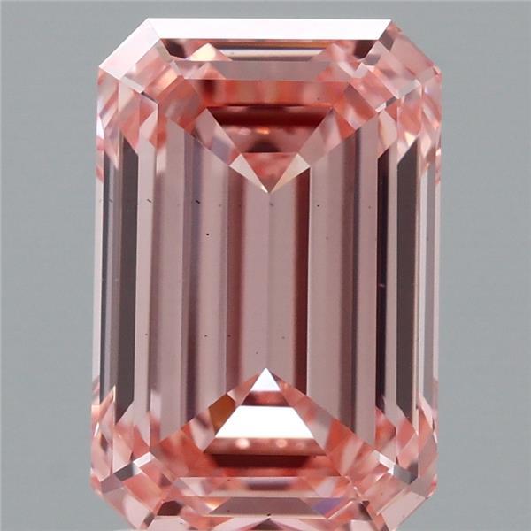 3.02 Carat Emerald Shaped, Ideal Cut, FANCY VIVID PINK Color, VS1 Clarity, IGI Certified Lab Grown Diamond