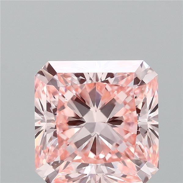 2.00 Carat Radiant Shaped, Ideal Cut, FANCY INTENSE PINK Color, VVS2 Clarity, IGI Certified Lab Grown Diamond