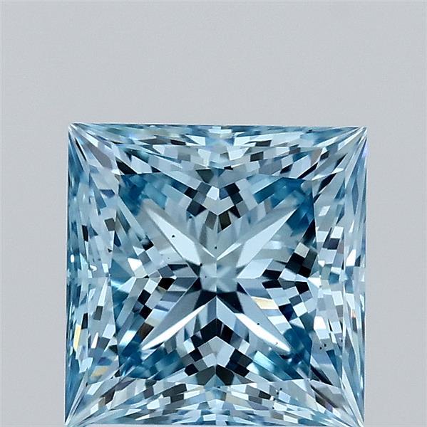 2.06 Carat Princess Shaped, Ideal Cut, FANCY VIVID BLUE Color, VS2 Clarity, IGI Certified Lab Grown Diamond
