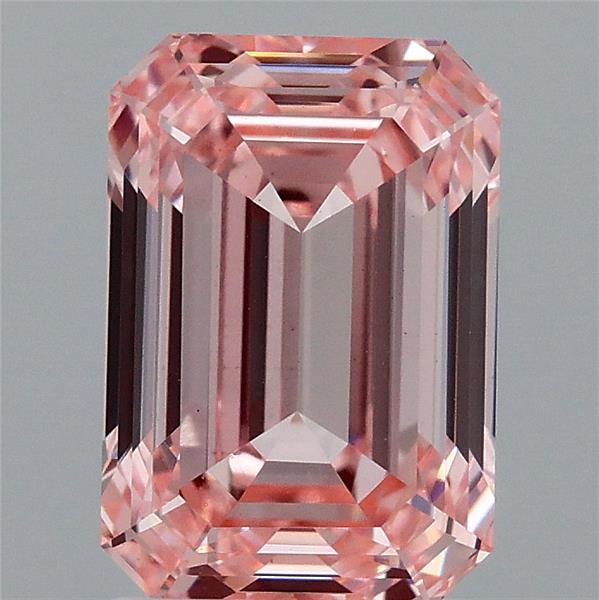 2.50 Carat Emerald Shaped, Ideal Cut, FANCY VIVID PINK Color, VS1 Clarity, IGI Certified Lab Grown Diamond