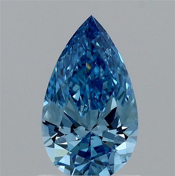 0.90 Carat Pear Shaped, Ideal Cut, FANCY VIVID BLUE Color, VVS2 Clarity, IGI Certified Lab Grown Diamond