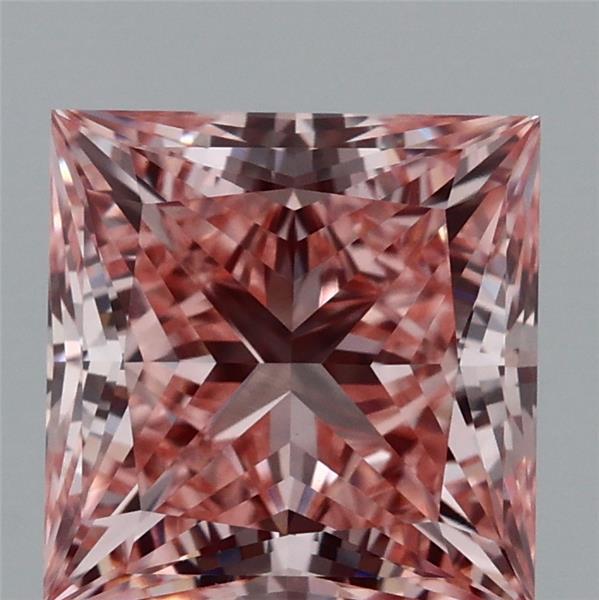 1.97 Carat Princess Shaped, Ideal Cut, FANCY VIVID PINK Color, VVS2 Clarity, IGI Certified Lab Grown Diamond