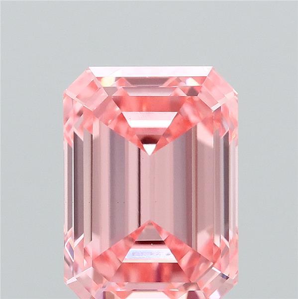 1.53 Carat Emerald Shaped, Excellent Cut, FANCY VIVID PINK Color, VVS2 Clarity, IGI Certified Lab Grown Diamond
