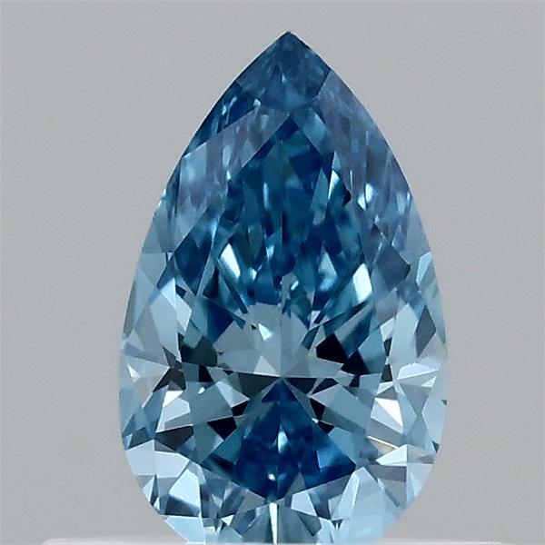 0.39 Carat Pear Shaped, Ideal Cut, FANCY VIVID BLUE Color, VVS2 Clarity, IGI Certified Lab Grown Diamond