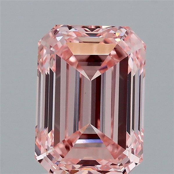 2.01 Carat Emerald Shaped, Ideal Cut, FANCY INTENSE PINK Color, VVS2 Clarity, IGI Certified Lab Grown Diamond