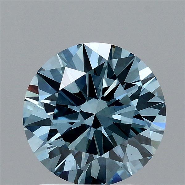 1.68 Carat Round Shaped, Excellent Cut, FANCY VIVID BLUE Color, VS2 Clarity, IGI Certified Lab Grown Diamond