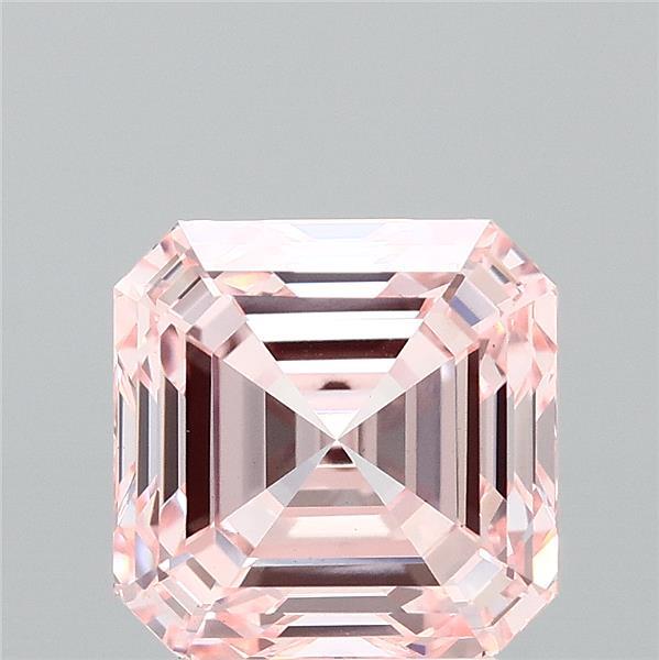 3.30 Carat Asscher Shaped, Ideal Cut, FANCY INTENSE PINK Color, VS1 Clarity, IGI Certified Lab Grown Diamond