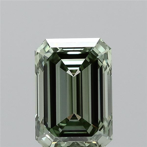 1.04 Carat Emerald Shaped, Ideal Cut, FANCY VIVID GREEN Color, VVS2 Clarity, IGI Certified Lab Grown Diamond