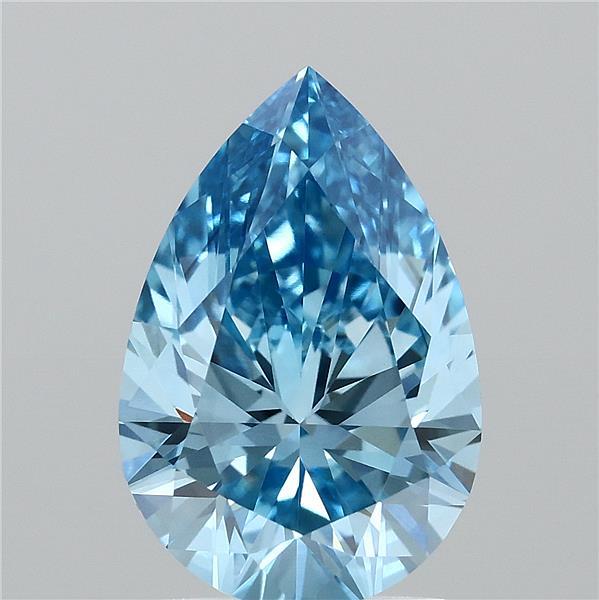 2.00 Carat Pear Shaped, Ideal Cut, FANCY VIVID BLUE Color, VVS2 Clarity, IGI Certified Lab Grown Diamond