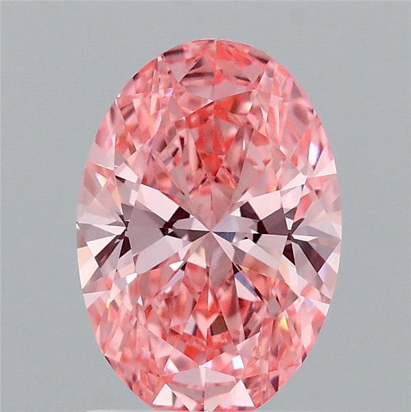 1.57 Carat Oval Shaped, Ideal Cut, FANCY VIVID PINK Color, VVS2 Clarity, IGI Certified Lab Grown Diamond