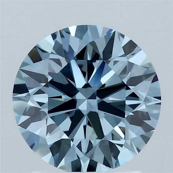 1.96 Carat Round Shaped, Ideal Cut, FANCY VIVID BLUE Color, VVS2 Clarity, IGI Certified Lab Grown Diamond