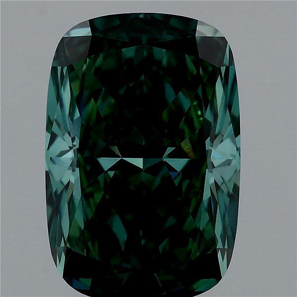 4.03 Carat Cushion Shaped, Ideal Cut, FANCY VIVID GREEN Color, VVS2 Clarity, IGI Certified Lab Grown Diamond