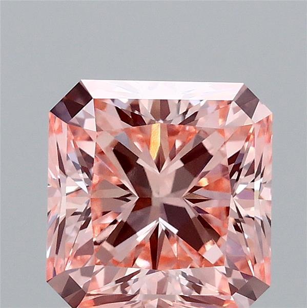 2.08 Carat Radiant Shaped, Excellent Cut, FANCY INTENSE PINK Color, VVS2 Clarity, IGI Certified Lab Grown Diamond