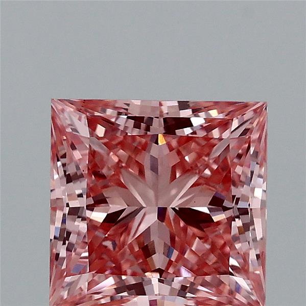 2.03 Carat Princess Shaped, Ideal Cut, FANCY VIVID PINK Color, VS1 Clarity, IGI Certified Lab Grown Diamond