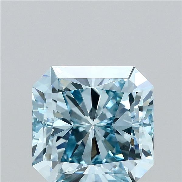 2.62 Carat Radiant Shaped, Ideal Cut, FANCY INTENSE BLUE Color, VS1 Clarity, IGI Certified Lab Grown Diamond