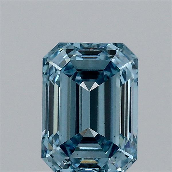 1.00 Carat Emerald Shaped, Ideal Cut, FANCY INTENSE BLUE Color, VS1 Clarity, IGI Certified Lab Grown Diamond